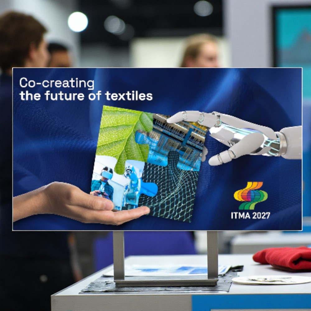 Affiche officielle du salon ITMA Europe 2027 à Hanovre, le plus grand rendez-vous mondial des technologies textiles
