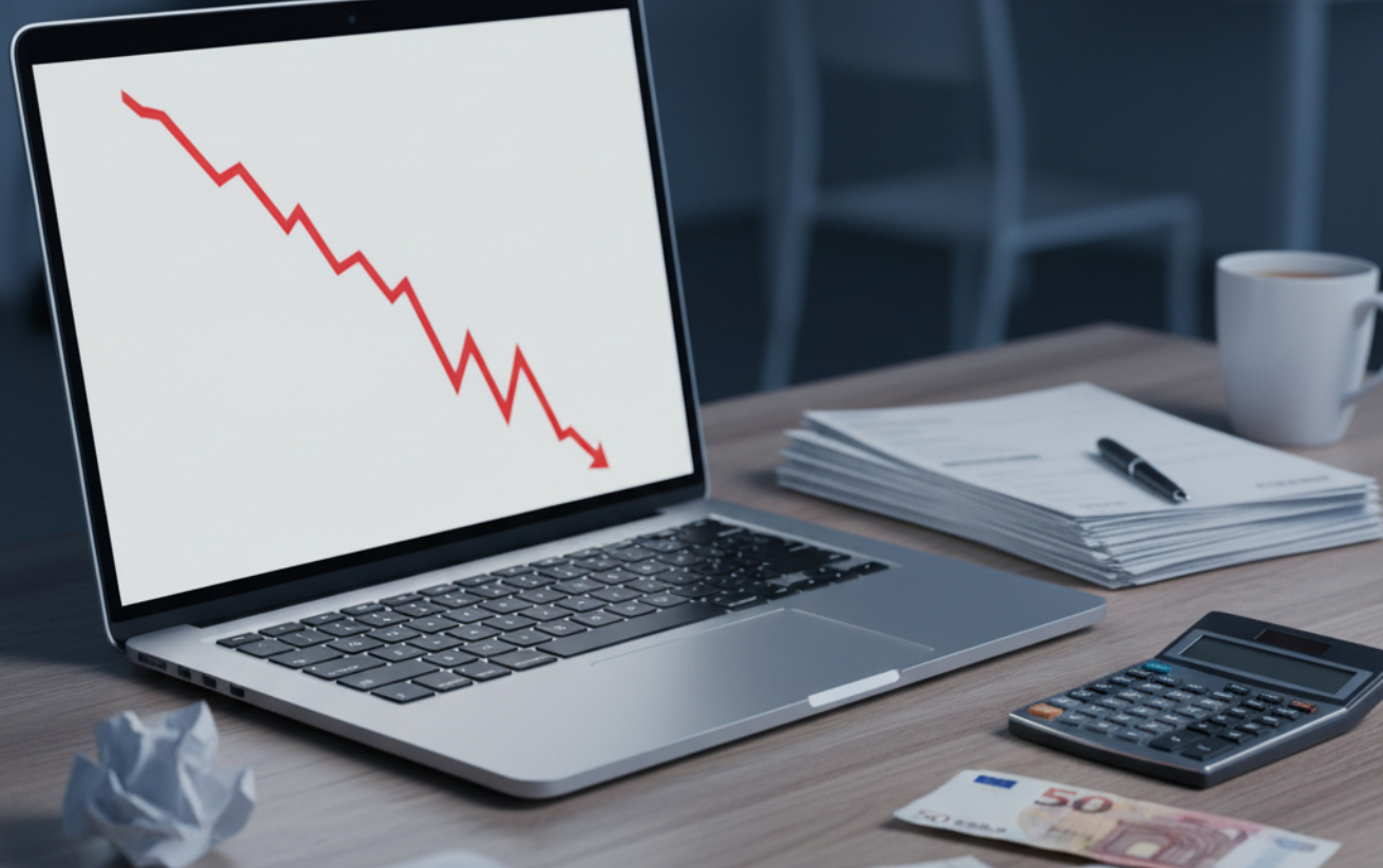 Graphique montrant l'épuisement rapide de la trésorerie